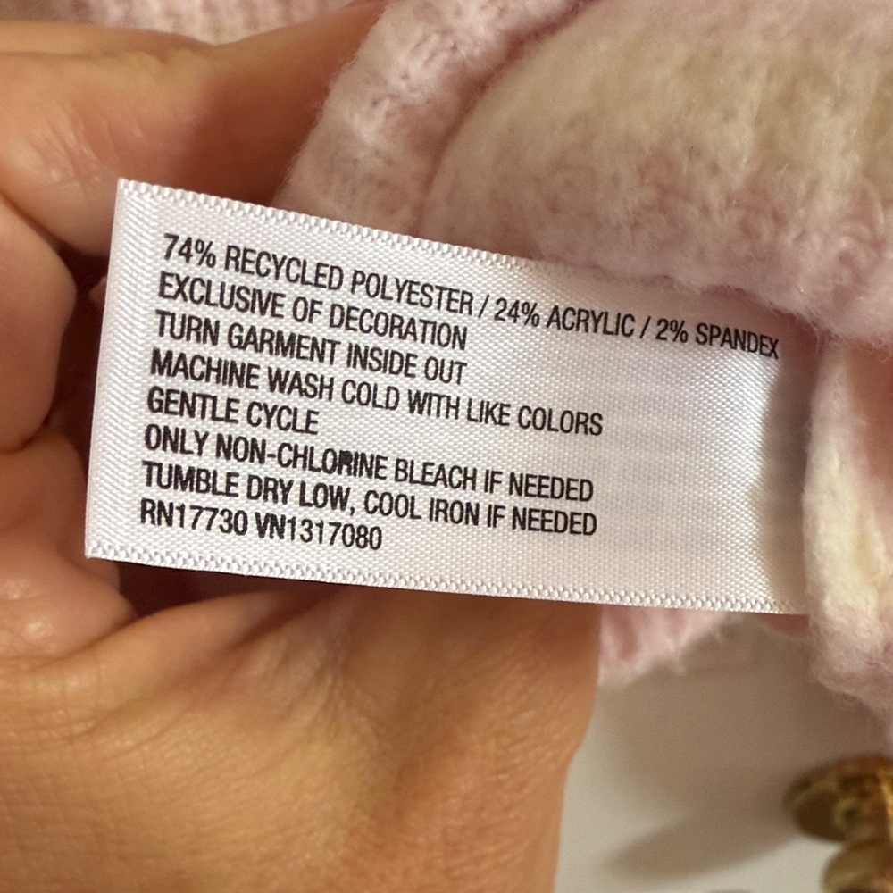 🍁a new day: Pink and Cream Striped Sweater with Bow Detail - Picture 4 of 5